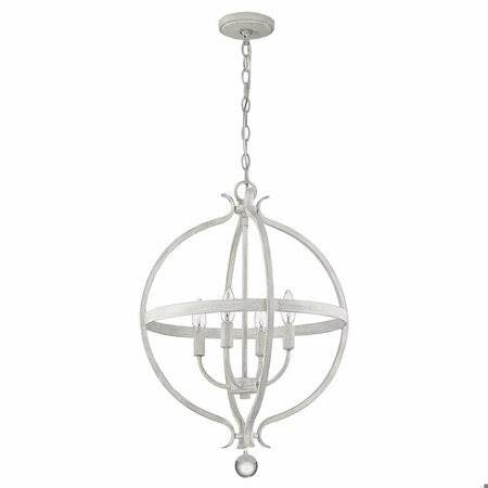HOMEROOTS 25.5 x 18 x 18 in. Callie 4-Light Country White Pendant 398119